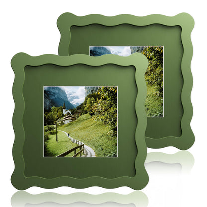 5x7 Wavy Picture Frame with 4x6 Mat, 5 x 7 Wood Frame, Real Glass