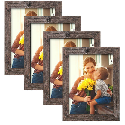 SESEAT 8x10 Picture Frames Rustic Brown with Mat Photo Frames 4 Packs for Tabletop or Wall