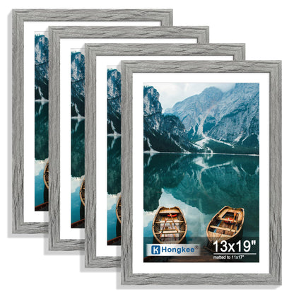 Hongkee 5x7 Picture Frame Set of 4, Real Glass and Wooden Frame, 4x6 Mat