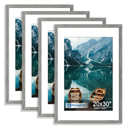 Hongkee 5x7 Picture Frame Set of 4, Real Glass and Wooden Frame, 4x6 Mat