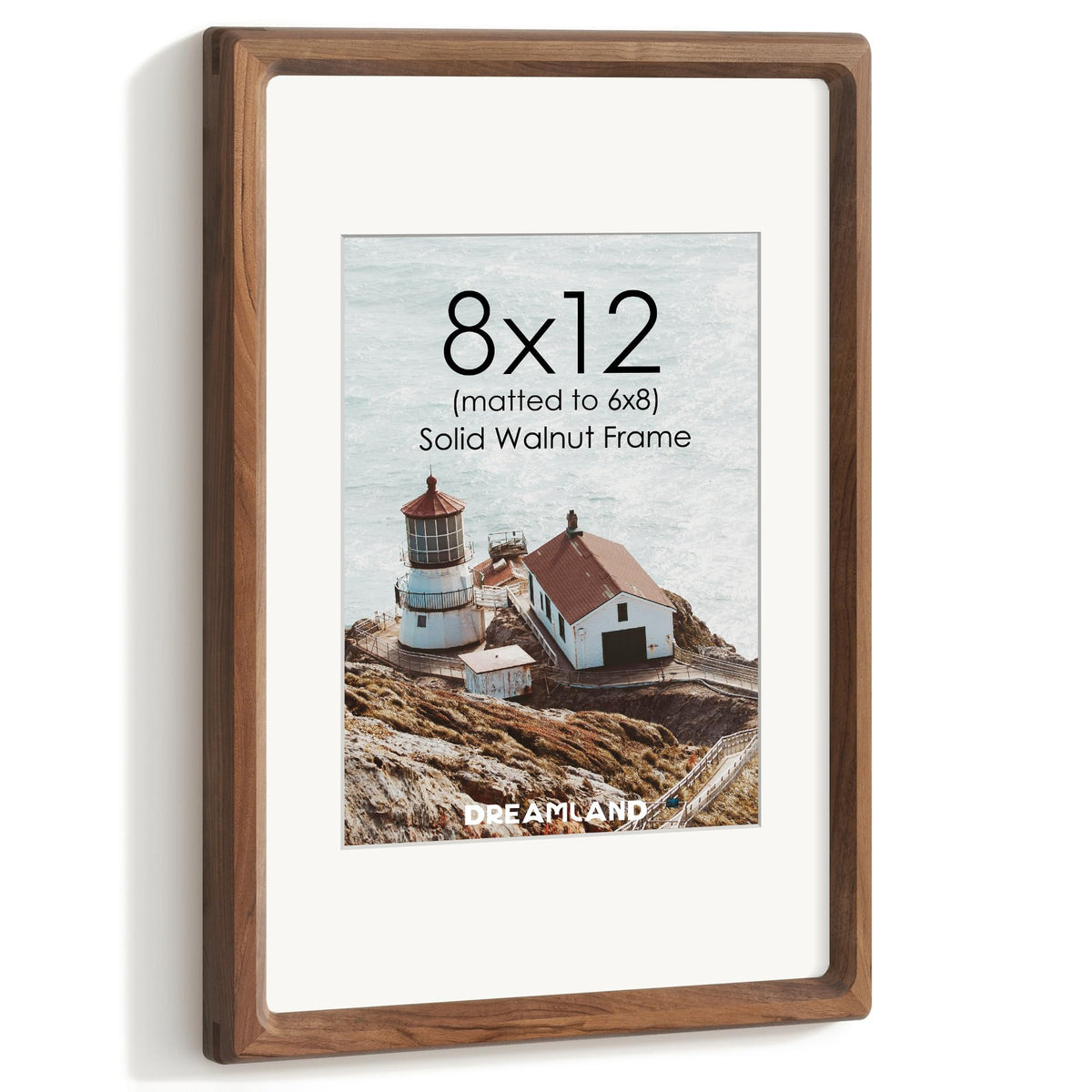 Dreamland 8x10 Picture Frame, USA-Sourced Oak Wood Photo Frames with HD Tempered Glass, 8 x 10 Wooden Frame Matted to 5 x 7, 8x10 Frames Handcrafted Rounded Corner for Tabletop or Wall Display