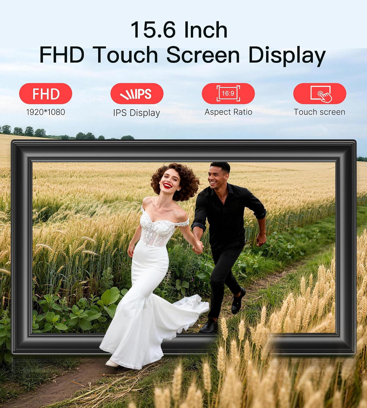 64GB 15.6" Frameo Digital Picture Frame WiFi, Large Electronic Photo Frames