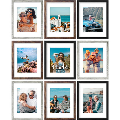 Vittanly 8x10 Picture Frames Set of 9 for Wall or Tabletop Display, Black