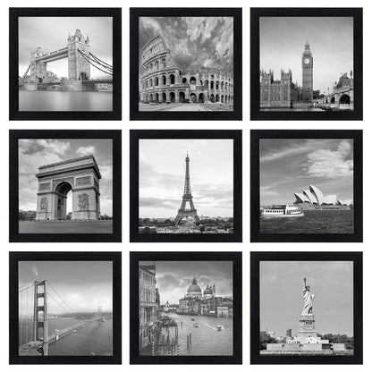 eletecpro Picture Frames Set of 9, 12x12 in, Acrylic Cover, Black