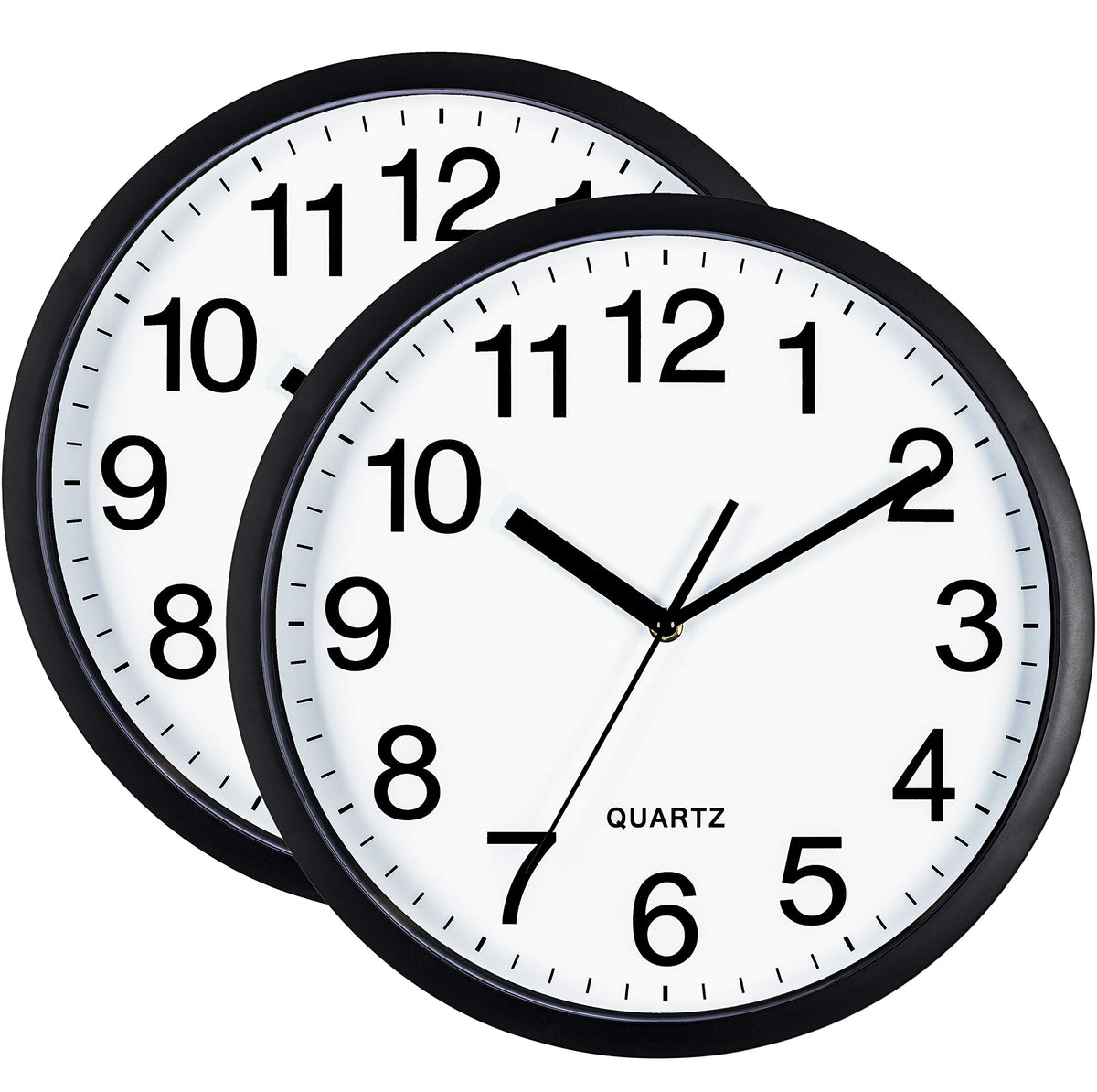 Bernhard Products Black Wall Clock Silent Non Ticking 10 Inch Bold Quality Quartz Battery Operated Round Easy to Read Home/Kitchen/Office/Classroom/School Clocks, Sweep Movement