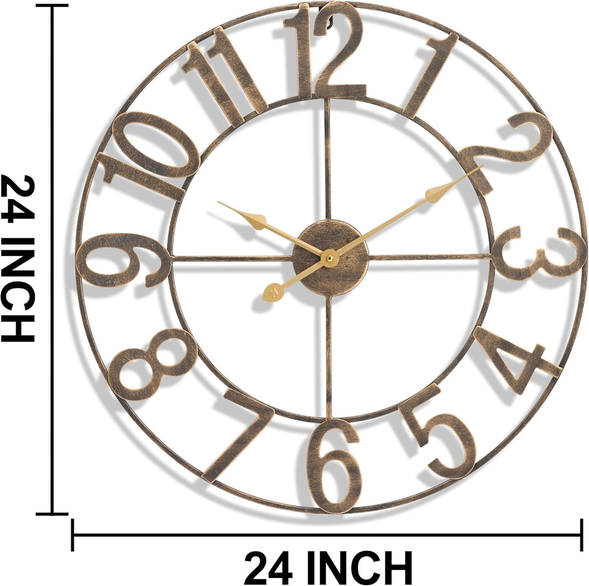 Sorbus Large Wall Clock, Metal Frame, Battery Powered (24 Inch, Bronze)