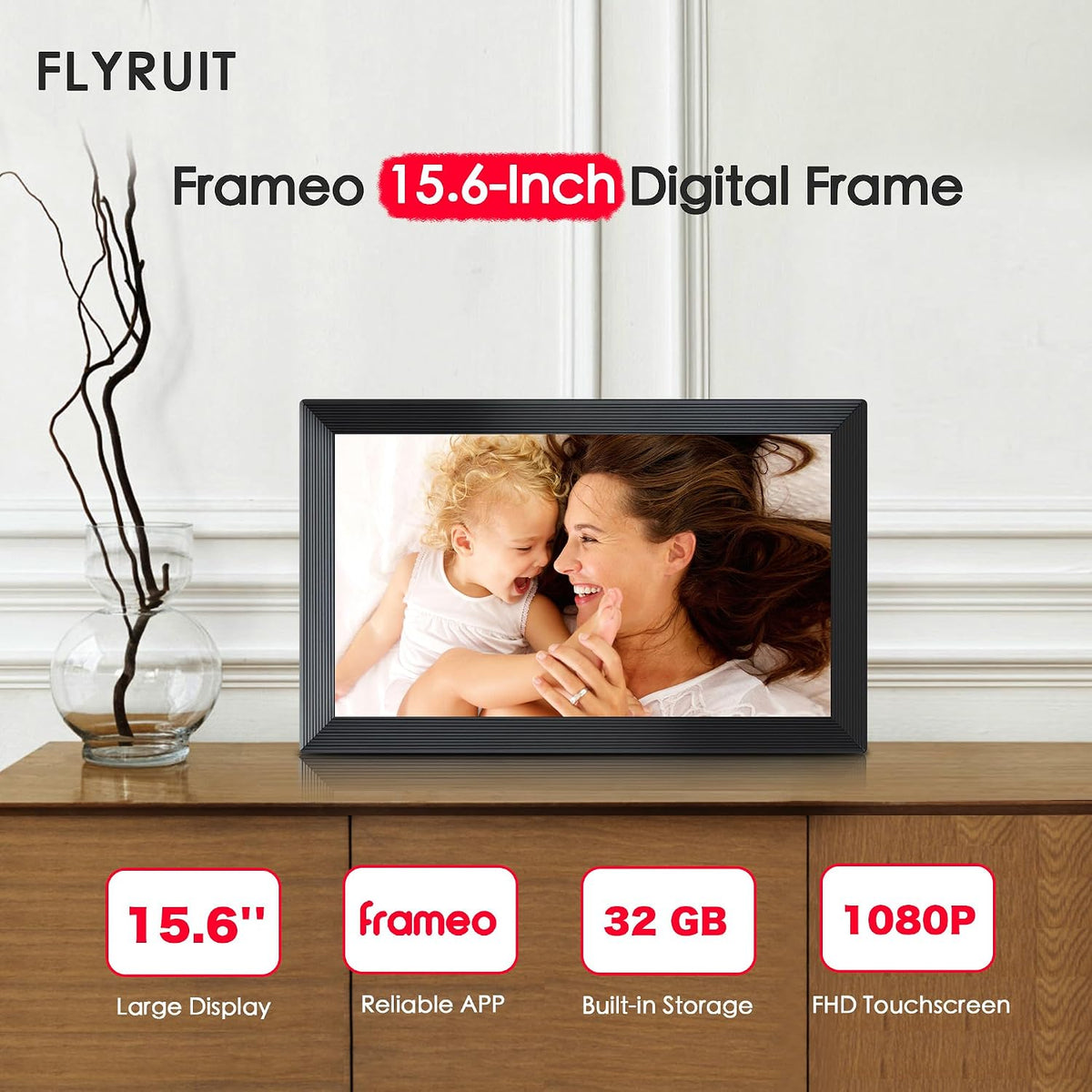 Frameo 15.6" Digital Picture Frame WiFi, Large Display Digital Photo Frame