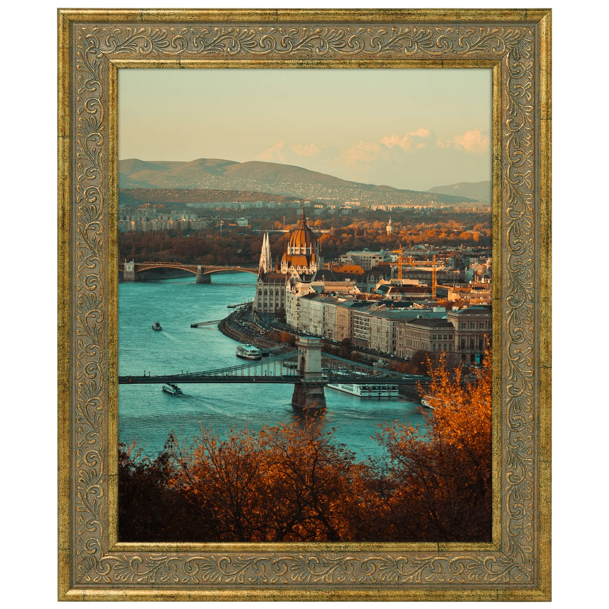 Golden State Art 11x14 Bronze Photo Frame White Mat for 8x10 Real Glass