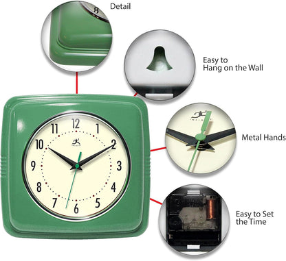 Infinity Instruments Retro Wall Clock for Living Room – Silent