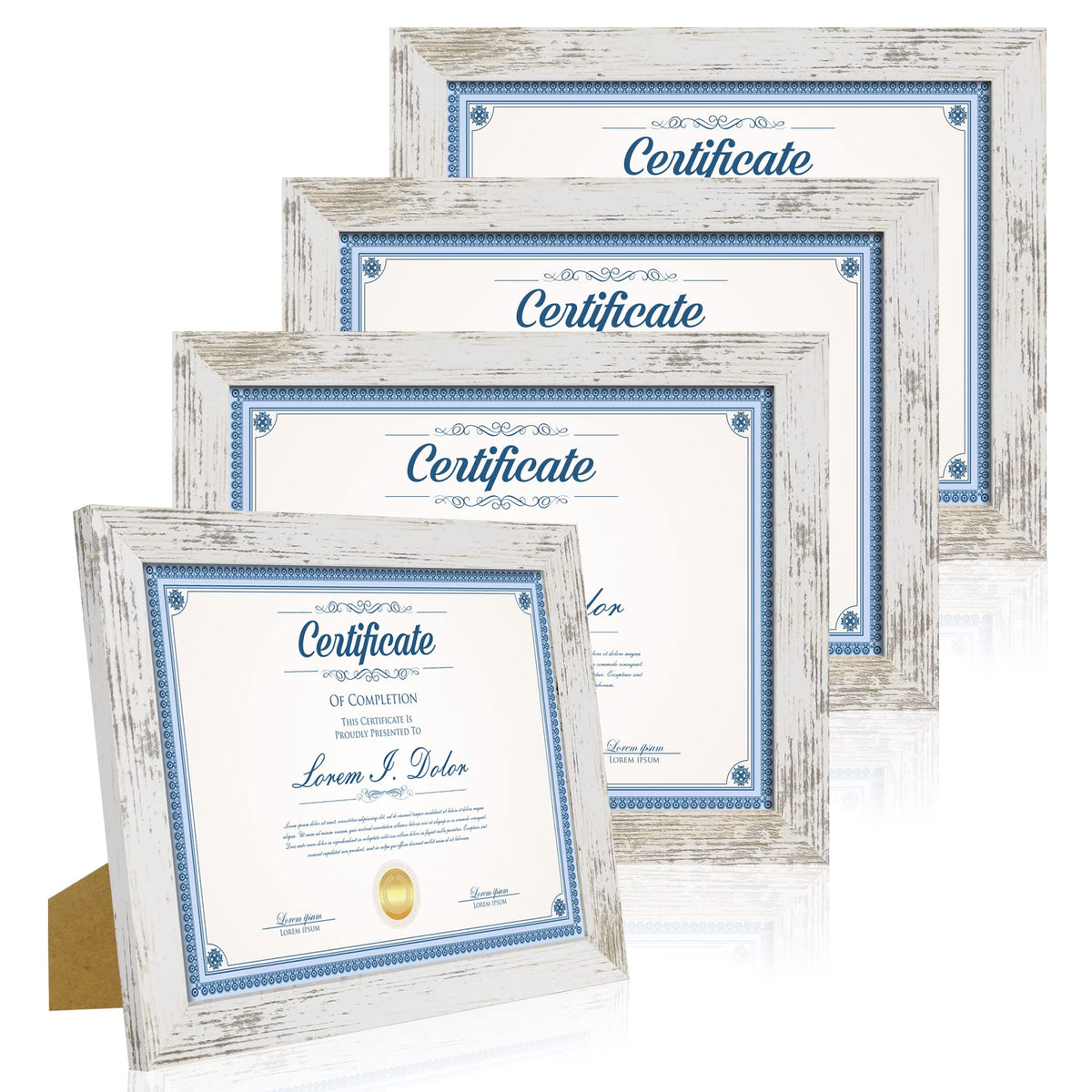 Hongkee 5x7 Picture Frame Set of 4, Real Glass and Wooden Frame, 4x6 Mat