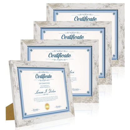 Hongkee 5x7 Picture Frame Set of 4, Real Glass and Wooden Frame, 4x6 Mat