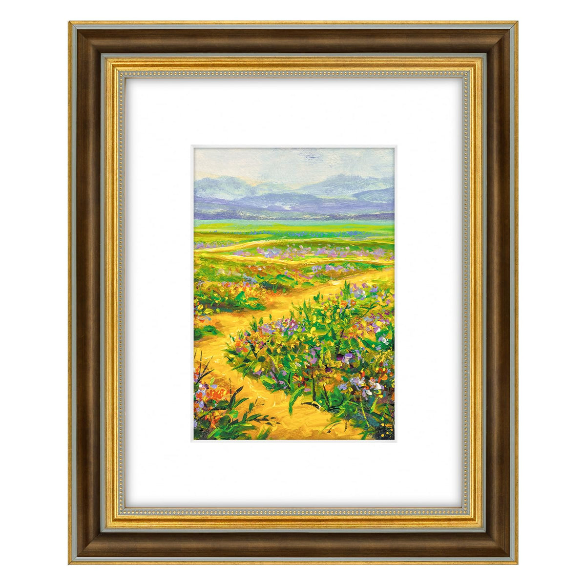 Golden State Art,11x14 Ornate Picture Frame Holds 8x10 Photo,Green Gold