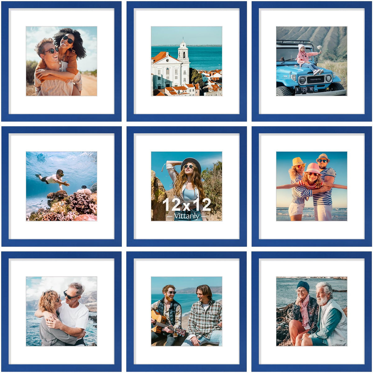 Vittanly 8x10 Picture Frames Set of 9 for Wall or Tabletop Display, Black