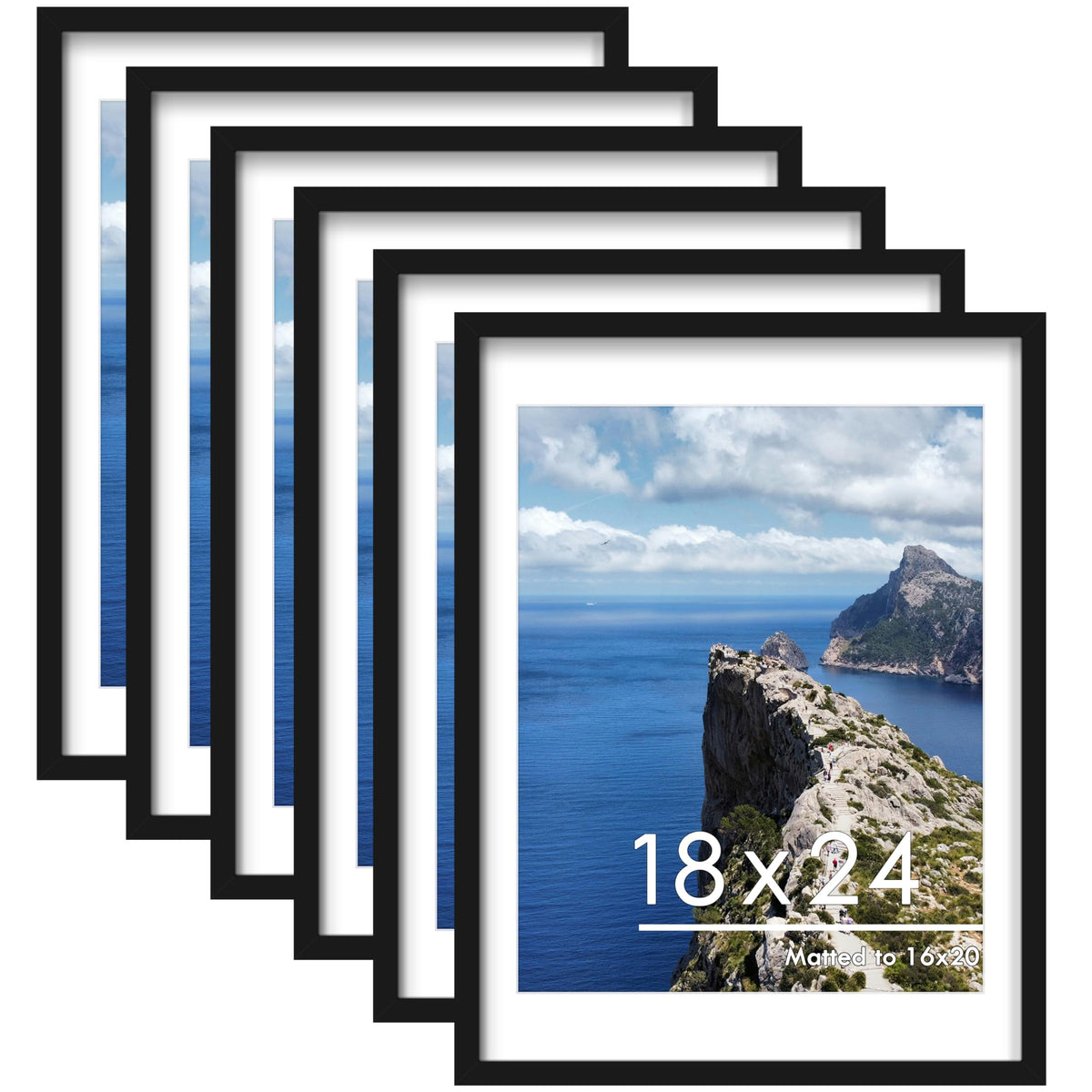 PEALSN 8x10 Picture Frame Set of 6,Wall or Tabletop Display,Black Woodgrain