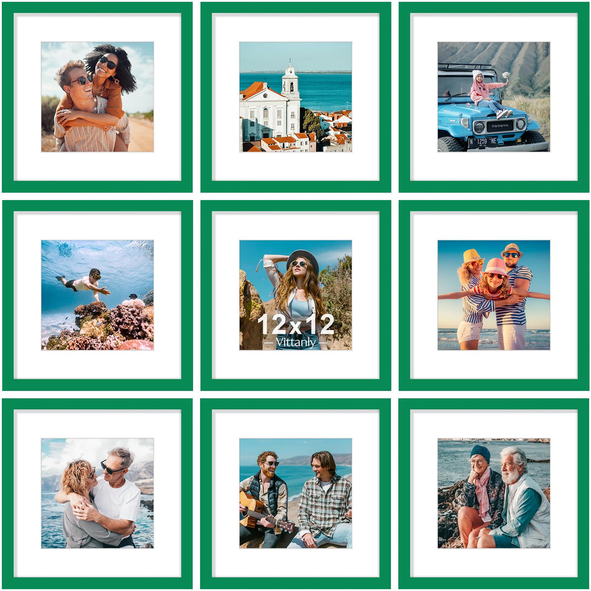 Vittanly 8x10 Picture Frames Set of 9 for Wall or Tabletop Display, Black