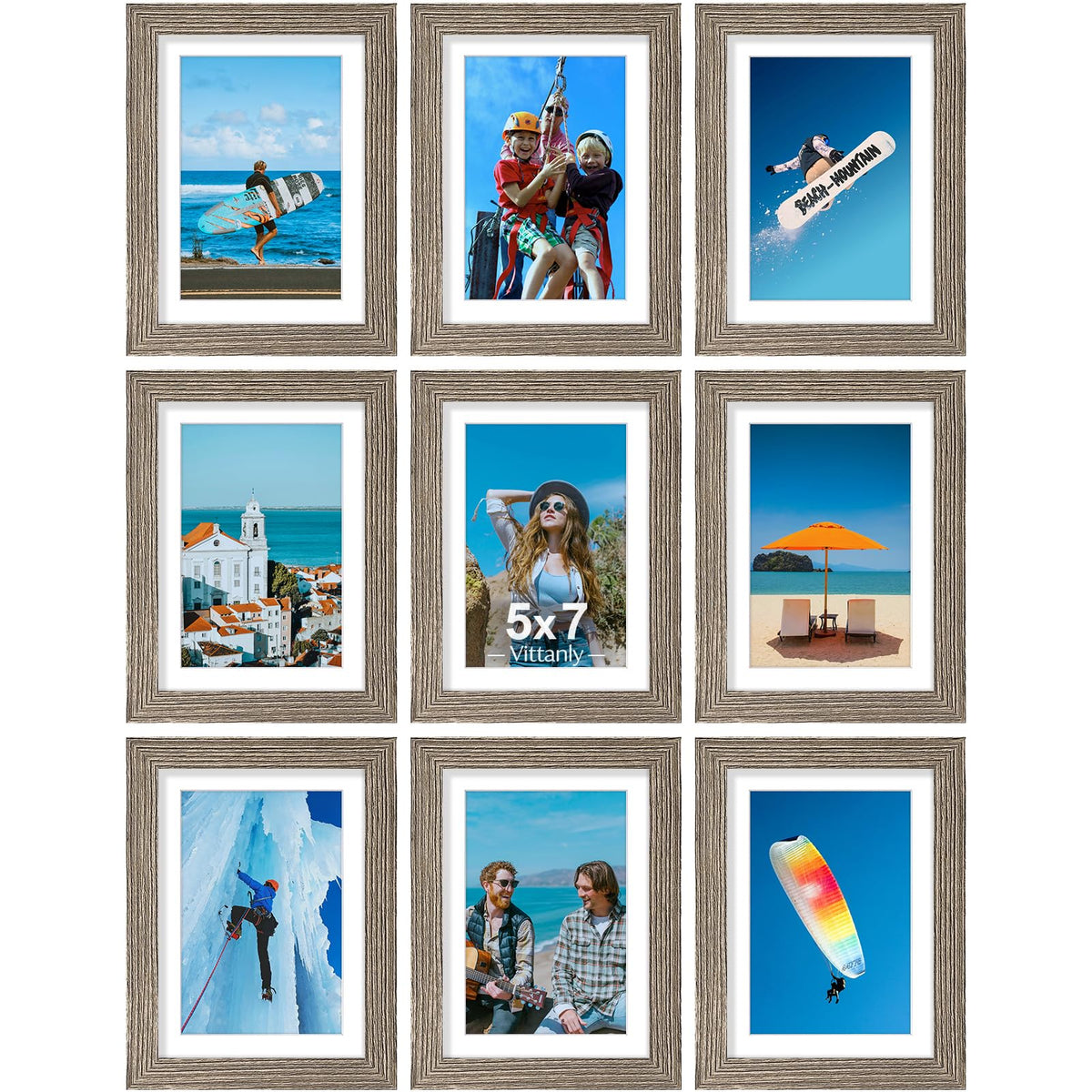 Vittanly 8x10 Picture Frames Set of 9 for Wall or Tabletop Display, Black