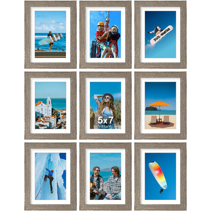 Vittanly 8x10 Picture Frames Set of 9 for Wall or Tabletop Display, Black