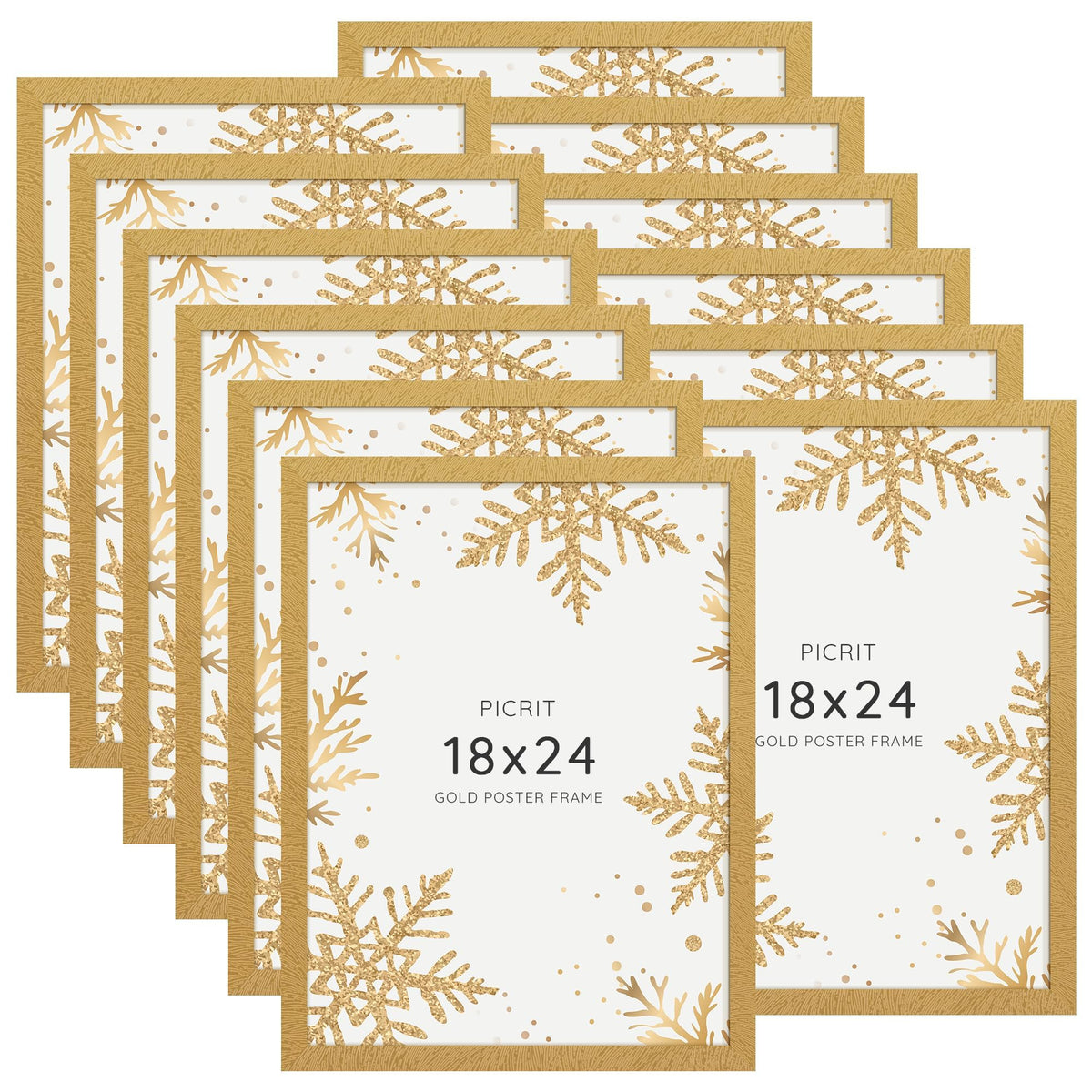 Picrit 8x10 Picture Frame Set of 12, Modern Gallery Wall Frames, Black