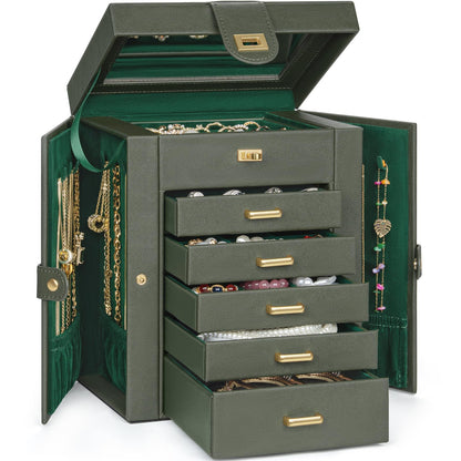 AKOZLIN 6-Tier Jewelry Box Organizer 5 Drawers Storage Black Regular