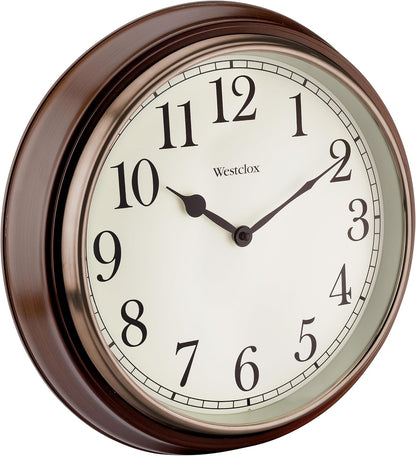 Westclox 15.5-Inch Traditional Woodgrain Wall Clock – Realistic Finish, Large Easy-to-Read Dial, Metal Hands, Rose Gold Bezel, Glass Lens, Quartz Accuracy (Woodgrain, 15.5-Inch)