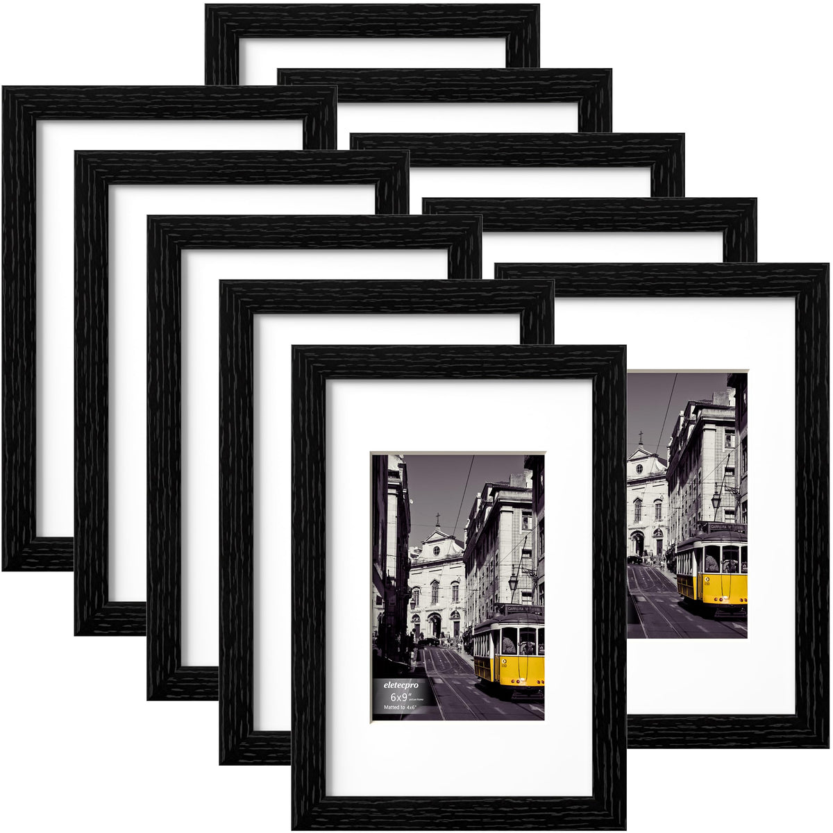 eletecpro 8x10 Picture Frames, Acrylic Cover, Black, Set of 10