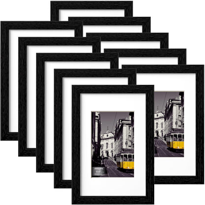 eletecpro 8x10 Picture Frames, Acrylic Cover, Black, Set of 10