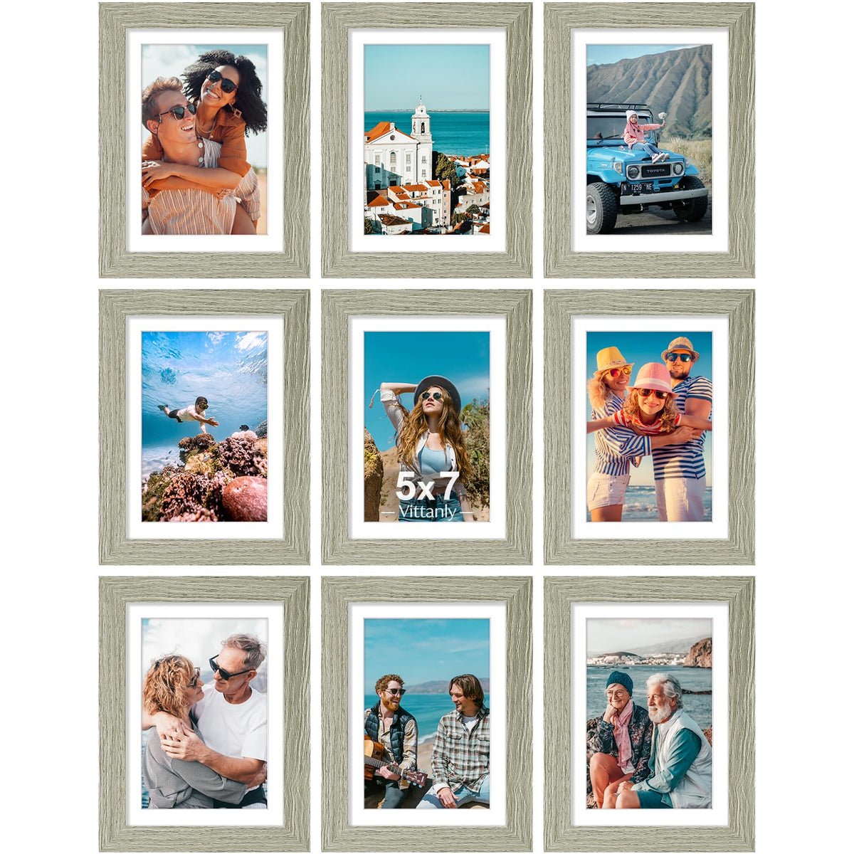 Vittanly 8x10 Picture Frames Set of 9 for Wall or Tabletop Display, Black