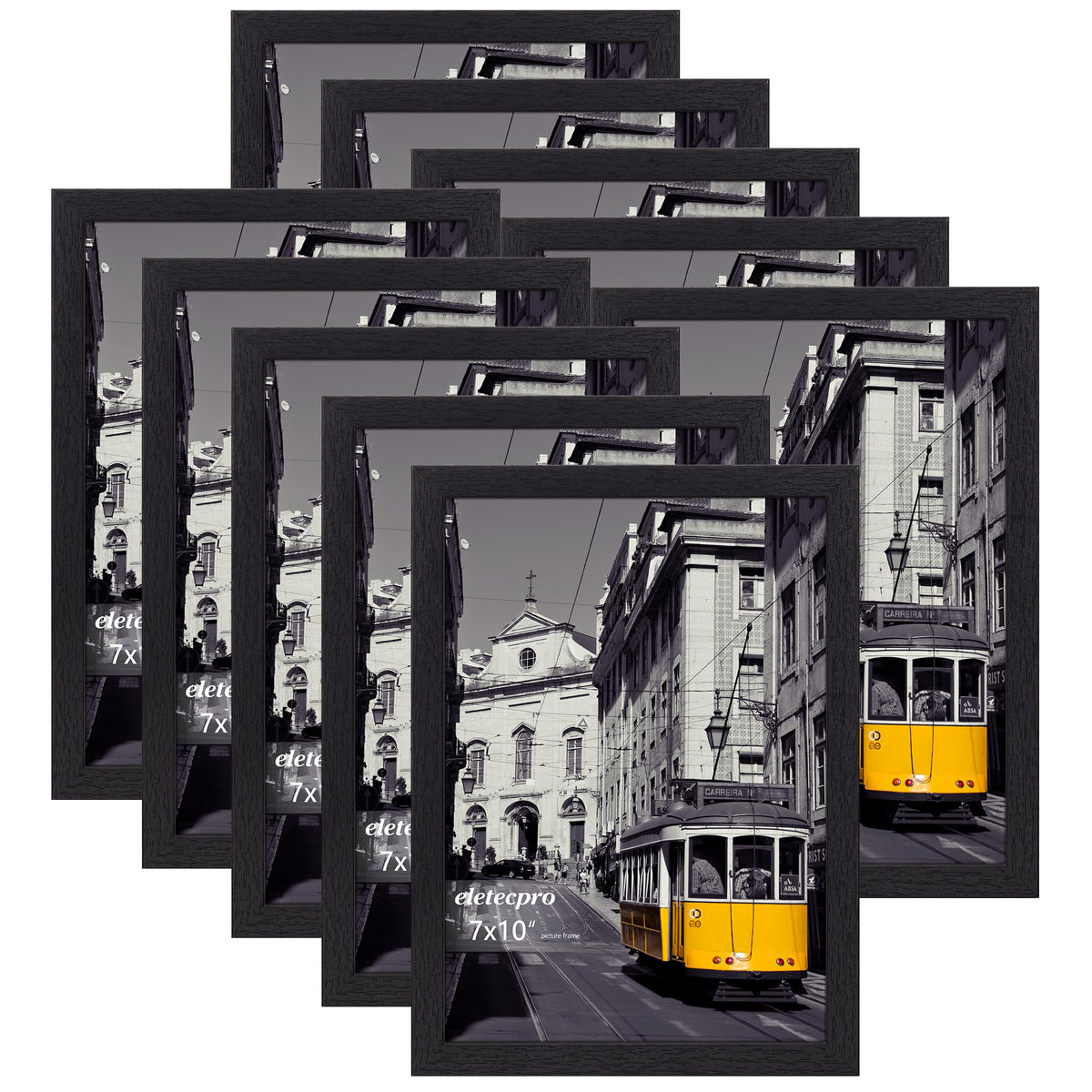 eletecpro 8x10 Picture Frames, Acrylic Cover, Black, Set of 10