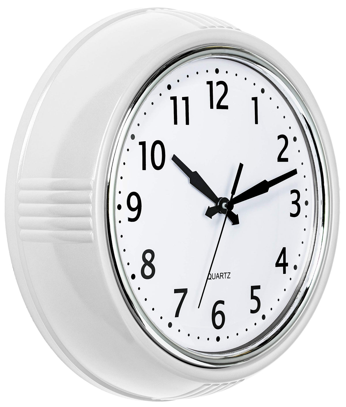 Bernhard Products Retro Wall Clock 12 Inch Red Kitchen 50's Vintage Design Round Silent Non Ticking Battery Operated Quality Quartz Clock for Home Office School or Classroom