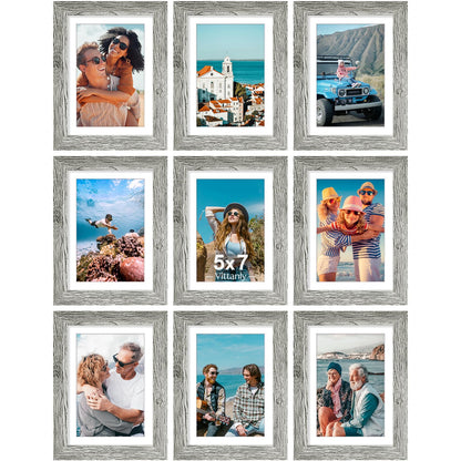 Vittanly 8x10 Picture Frames Set of 9 for Wall or Tabletop Display, Black
