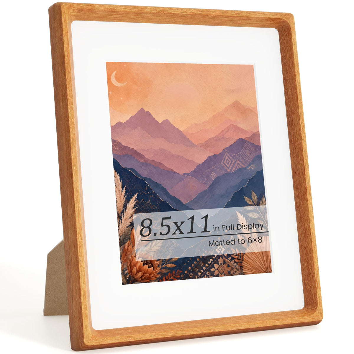 Picture Frames, Solid Walnut Wooden Frame,Round Corner Hand Craft Photo Frame, 11x14 Matted to 8x10, 11 by 14 Document Diploma Frame with HD Real Glass,Wall or Tabletop Display