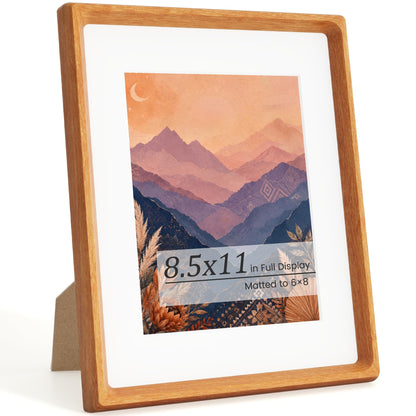 Picture Frames, Solid Walnut Wooden Frame,Round Corner Hand Craft Photo Frame, 11x14 Matted to 8x10, 11 by 14 Document Diploma Frame with HD Real Glass,Wall or Tabletop Display