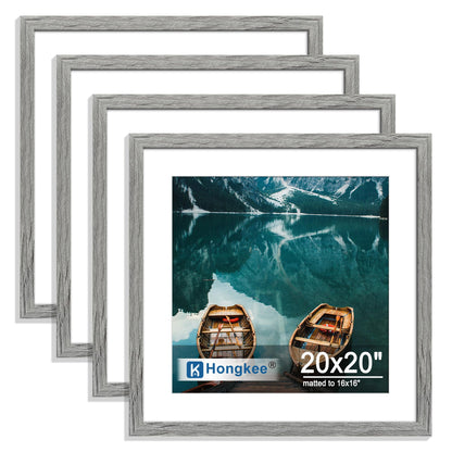 Hongkee 5x7 Picture Frame Set of 4, Real Glass and Wooden Frame, 4x6 Mat