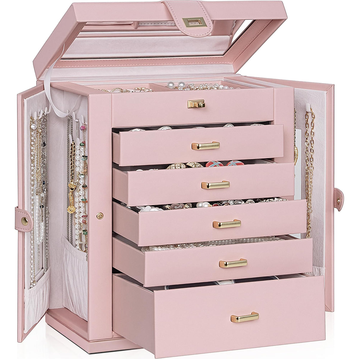AKOZLIN 6-Tier Jewelry Box Organizer 5 Drawers Storage Black Regular