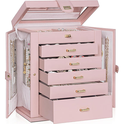 AKOZLIN 6-Tier Jewelry Box Organizer 5 Drawers Storage Black Regular