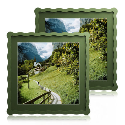 5x7 Wavy Picture Frame with 4x6 Mat, 5 x 7 Wood Frame, Real Glass