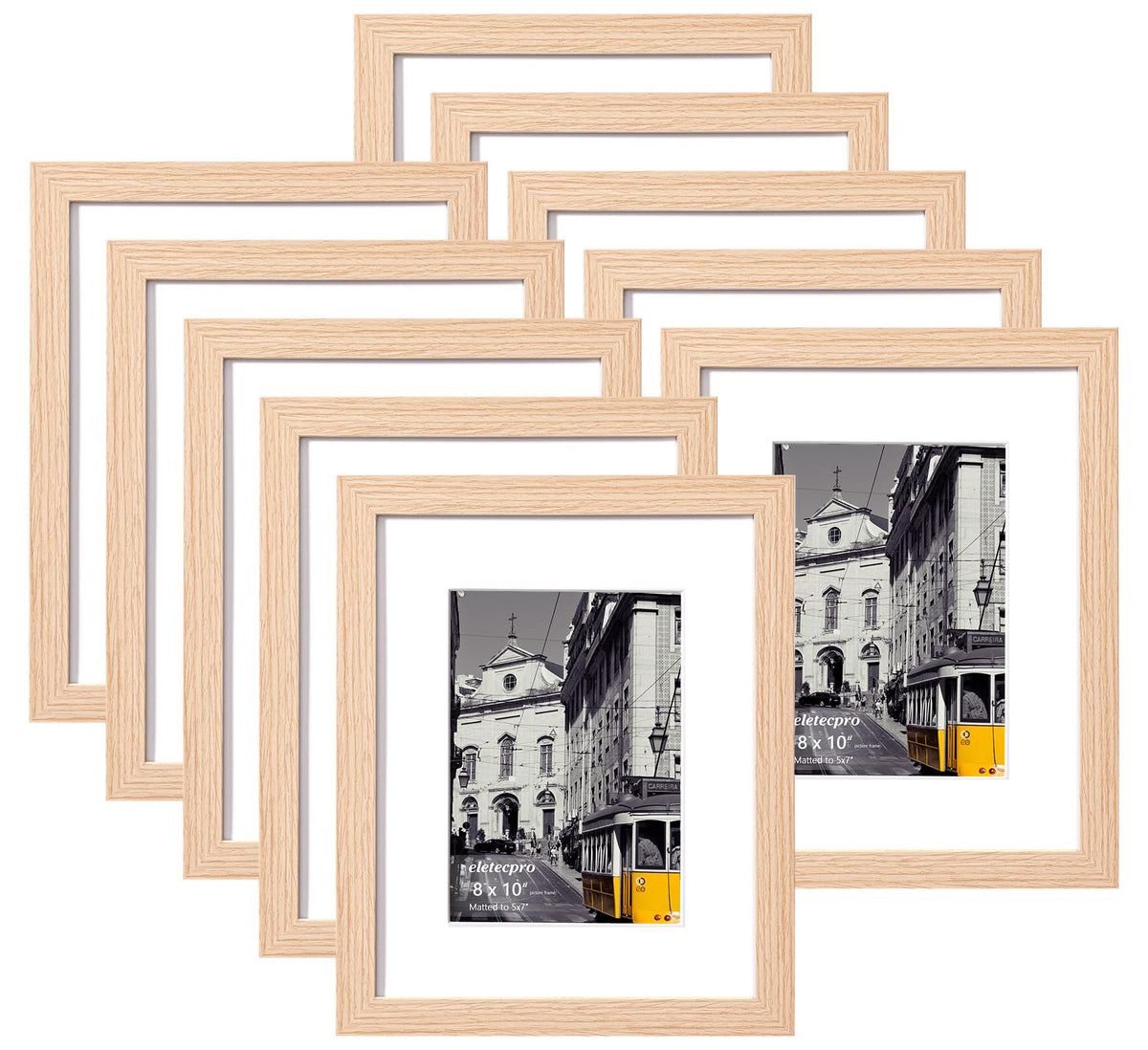 eletecpro 8x10 Picture Frames, Acrylic Cover, Black, Set of 10