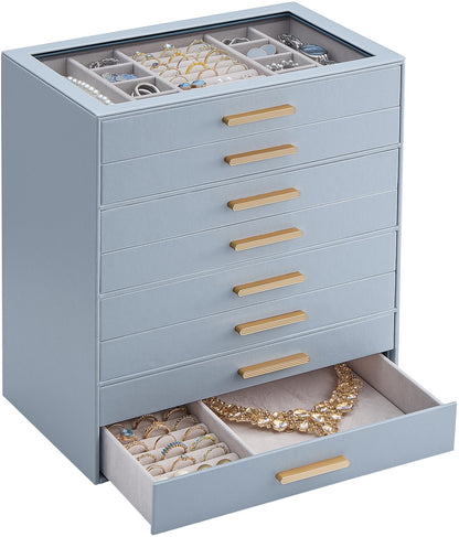 Lolalet Jewelry Box Organizer, 3-Layer Jewelry Storage Case -Beige