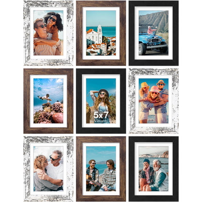 Vittanly 8x10 Picture Frames Set of 9 for Wall or Tabletop Display, Black