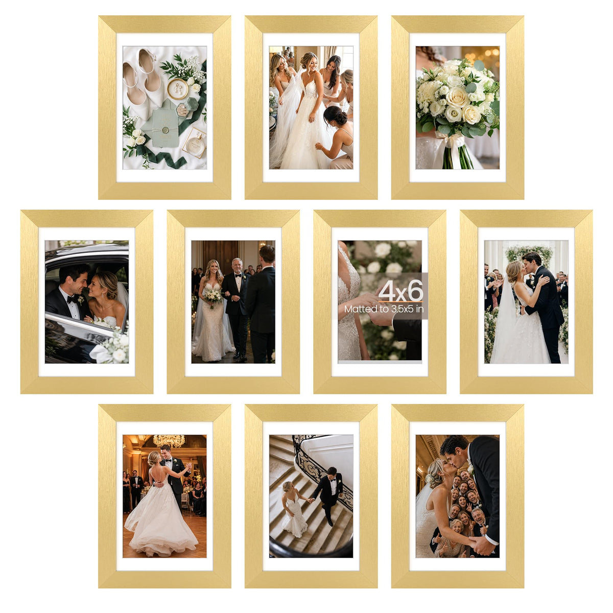 upsimples 8x10 Picture Frame Set of 10, Display Pictures 5x7 with Mat or 8x10 Without, Multi Photo Frames Collage for Wall or Tabletop Display, Black