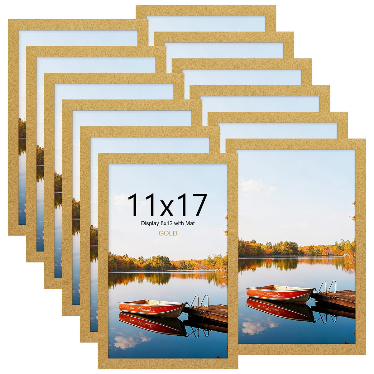 Picrit 8x10 Picture Frame Set of 12, Modern Gallery Wall Frames, Black