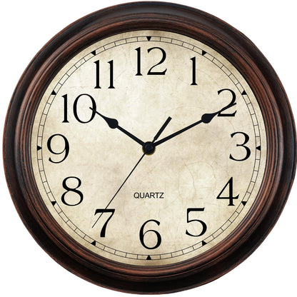 KECYET 8.5" Wall Clock with Thermometers Vintage Silent Battery Operated