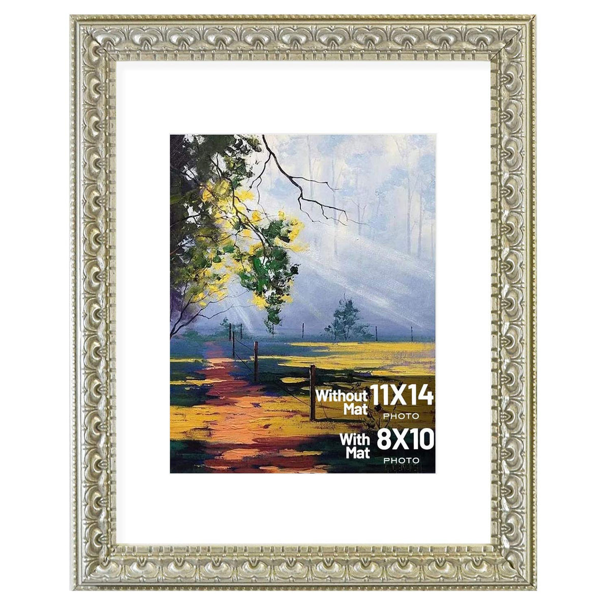 Golden State Art 11x14 Bronze Photo Frame White Mat for 8x10 Real Glass