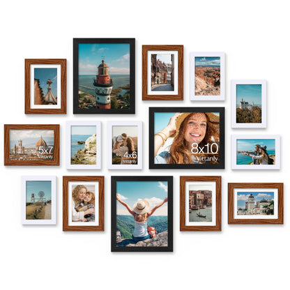 Vittanly 15 Pack Picture Frames Collage Wall Decor, Wall/Tabletop Display