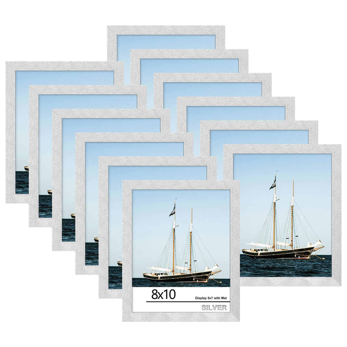 Picrit 8x10 Picture Frame Set of 12, Modern Gallery Wall Frames, Black
