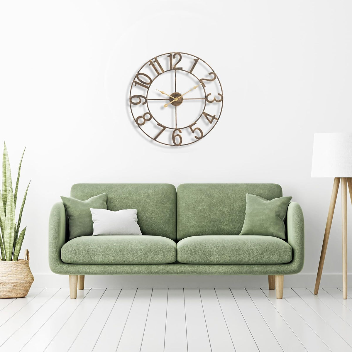 Sorbus Large Wall Clock, Metal Frame, Battery Powered (24 Inch, Bronze)