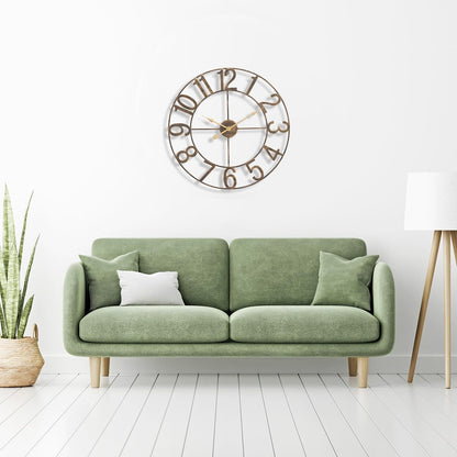 Sorbus Large Wall Clock, Metal Frame, Battery Powered (24 Inch, Bronze)