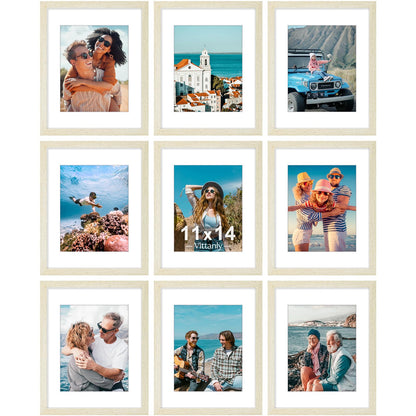 Vittanly 8x10 Picture Frames Set of 9 for Wall or Tabletop Display, Black