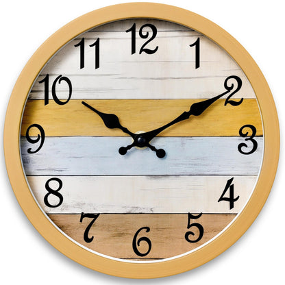 CHYLIN Wall Clock Non-Ticking Battery Operated Silent Rustic Coastal