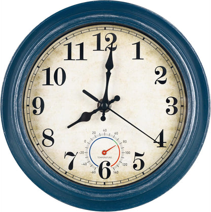 Wall Clock Battery Operated Silent Small Rustic Wall Clocks for Kitchen Bathroom Bedroom 8 Inch Blue